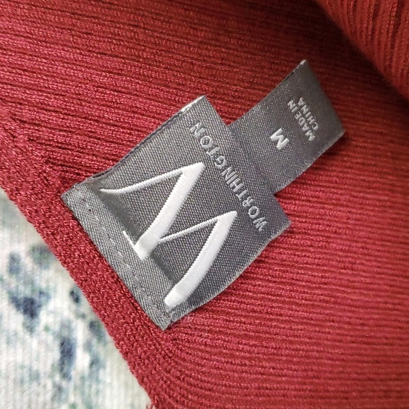 Worthington | New Orleans Red Flirty Boho Ribbed Knit Sweater - Picture 8 of 10